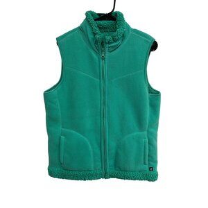 Unzipped Womens Emerald Green Fleece Vest Sherpa Lined Full Zip Sz XL